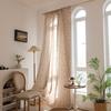 Panou Curtain Boho cu Imprimeu Floral și Margine cu Ciucuri Buzunar pentru Baghetă Draperie Filtrantă pentru Lumină pentru Decor Fereastră Living Dormitor Casă la Țară