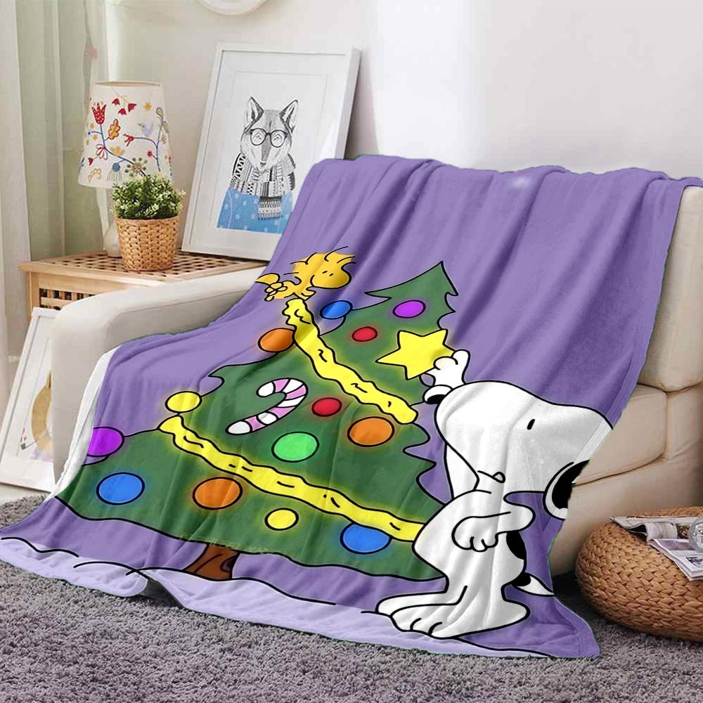 Snoopy Christmas Tree Blanket Soft Throw Blanket For Home Bedroom Bed Sofa Travel Office Solid Christmas Blanket