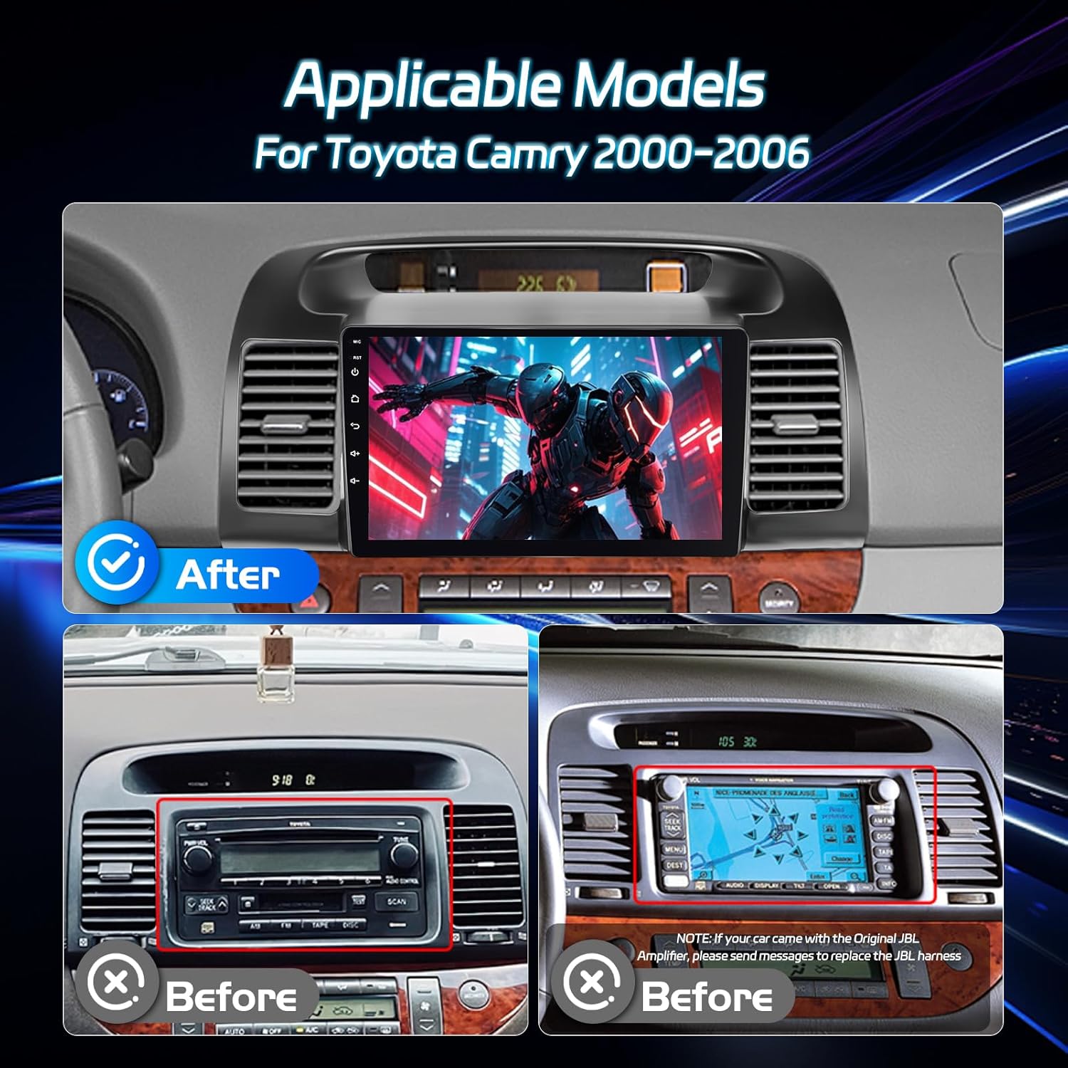 

Android Car Stereo for Toyota Camry 2000-2006, 9 Touchscreen with Carplay, Android Auto, WiFi, Backup Camera, 2+64GB United States