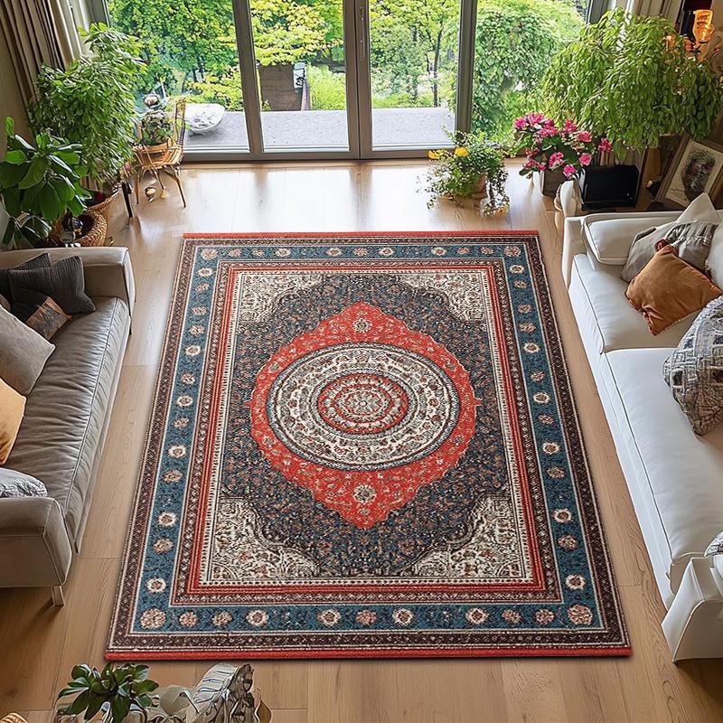

RAKKS Vintage Red Rugs Oriental Area Rug for for Living Room Bedroom Non Slip Durable Large Floor Carpet for High Traffic Areas 40x60cm