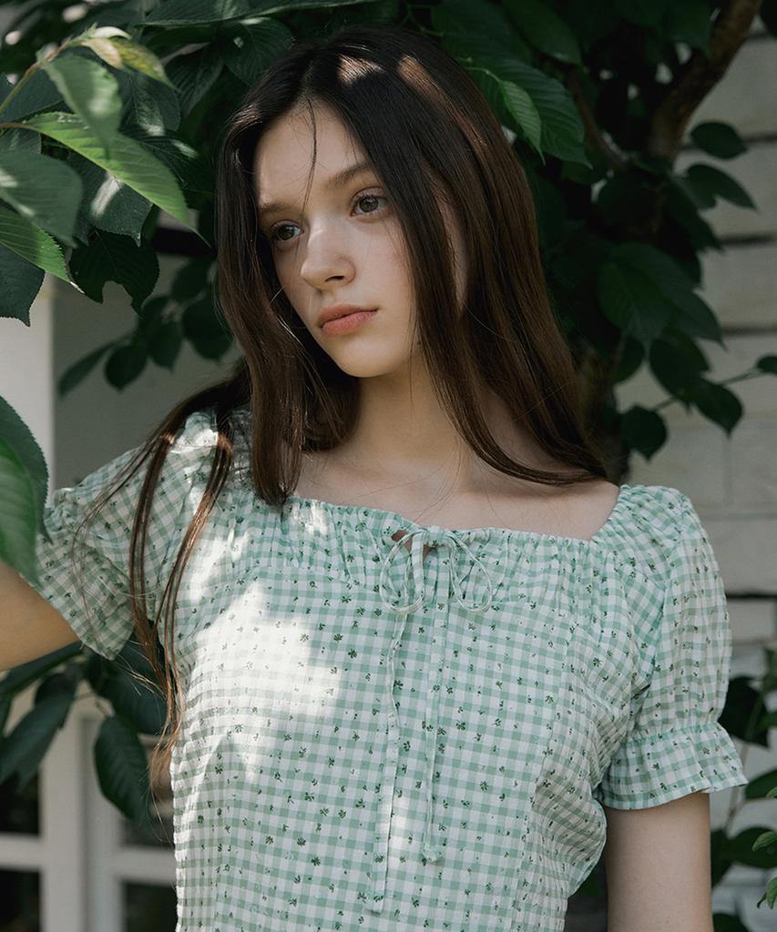 Riorg Fra Ribbon Square Neck Puff Mini Ops Light Green