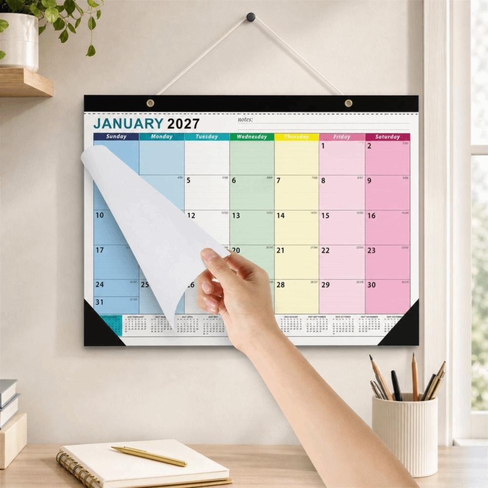 Daily Planning 2027 Wall Calendar Waterproof Cover Monthly Schedule Planner  School Office