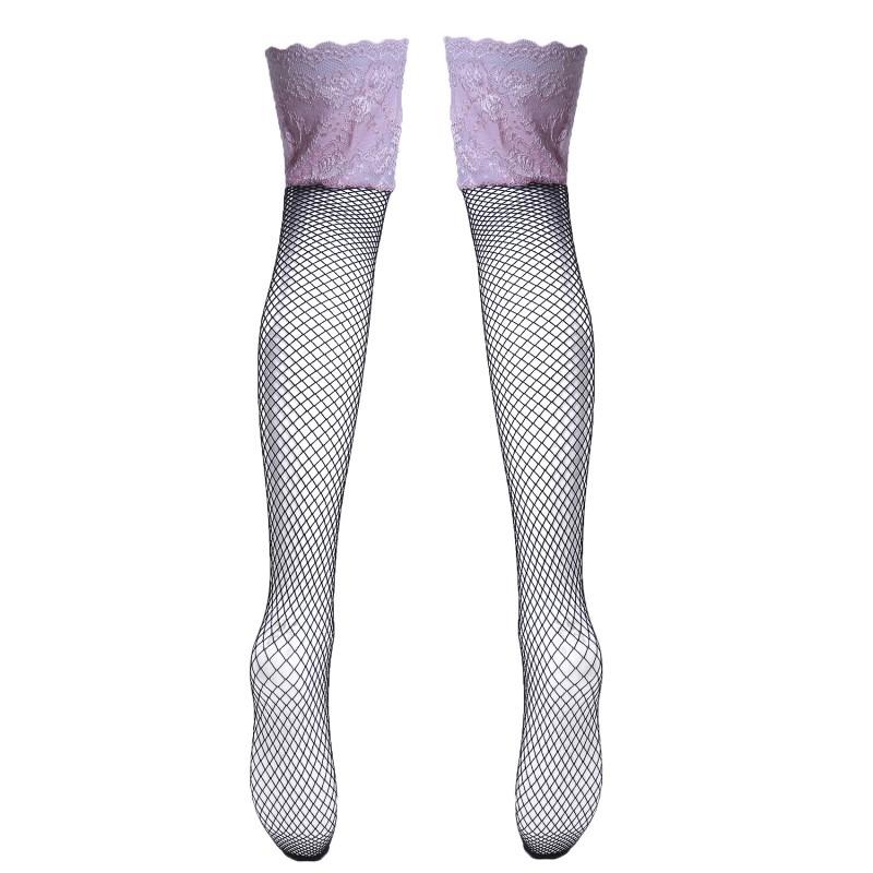 Dámské sexy punčochy Průhledné ramínka Krajka Síťovaná Síťovina Horní Stehna Vysoké Sexy spodní prádlo Upnuté punčochy