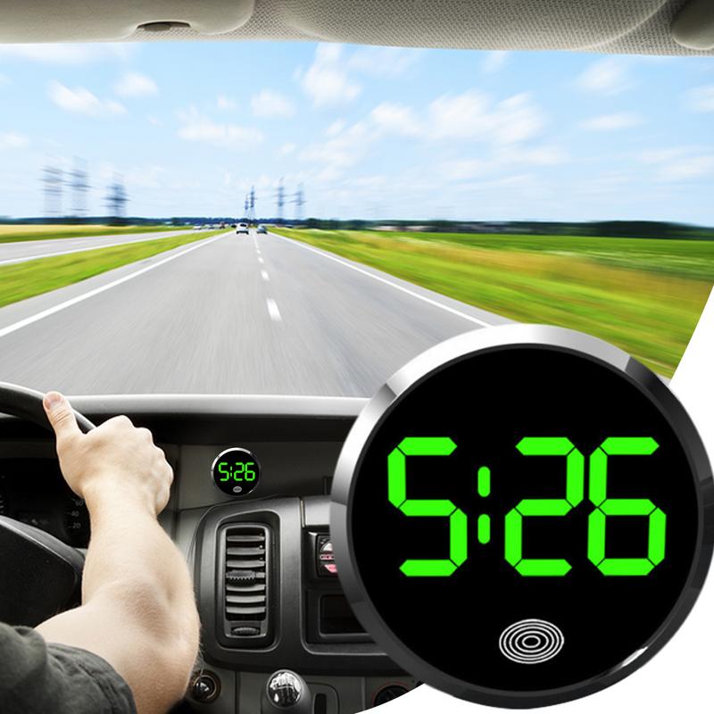 1pcs Mini Car Clock Round Shape Luminous Vehicle Dashboard Clock Round Alloy Touch Luminous LED Digital Clock For Car Air Vent