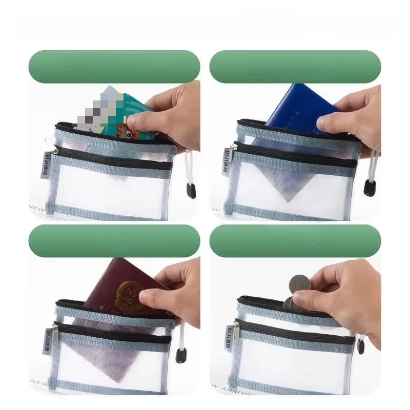 Zipper Mesh Lipsticks Cards Earphones Organizer Pouch for Coins Keys Travel Storage Case with Multiple  Money Card Storage Case