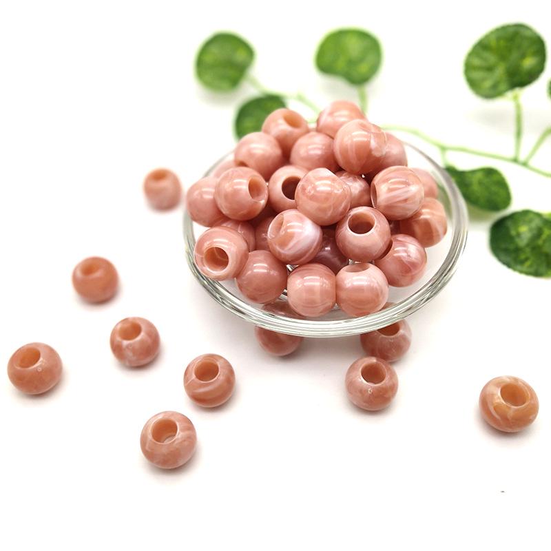 

Янтарные двухцветные круглые акриловые бусины с большими отверстиями для изготовления украшений своими руками