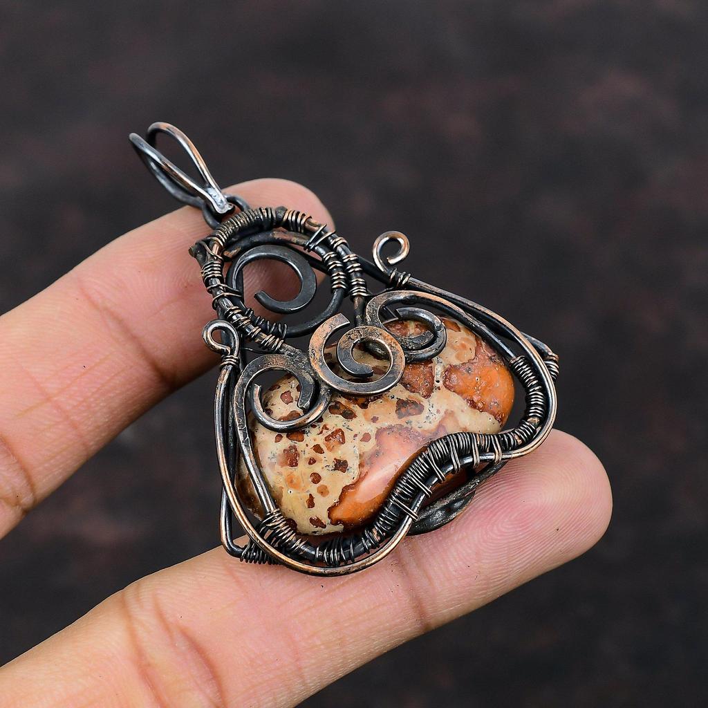Asteroid Jasper Pendant Copper Wire Wrapped Pendant Antique Jewelry Handmade Pendant Natural Gemstone Pendant Wire Wrap Jewelry Gift For Her