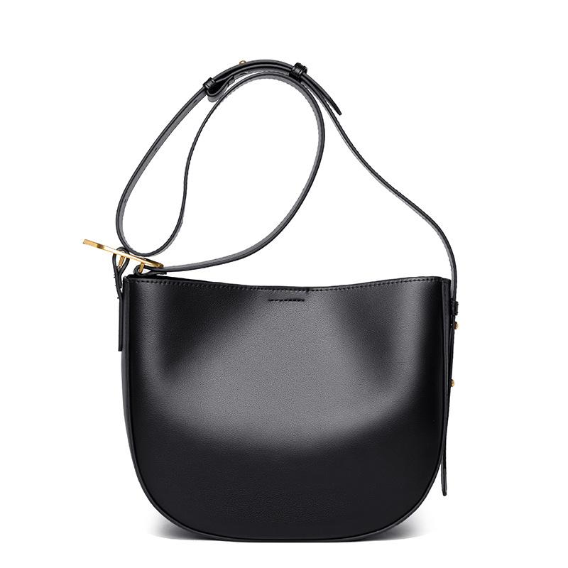 

Женская сумка Niche из натуральной кожи, полукруглая, первый слой, сумка под мышкой из коровьей кожи, ретро, простая сумка-мессенджер через плечо чёрный