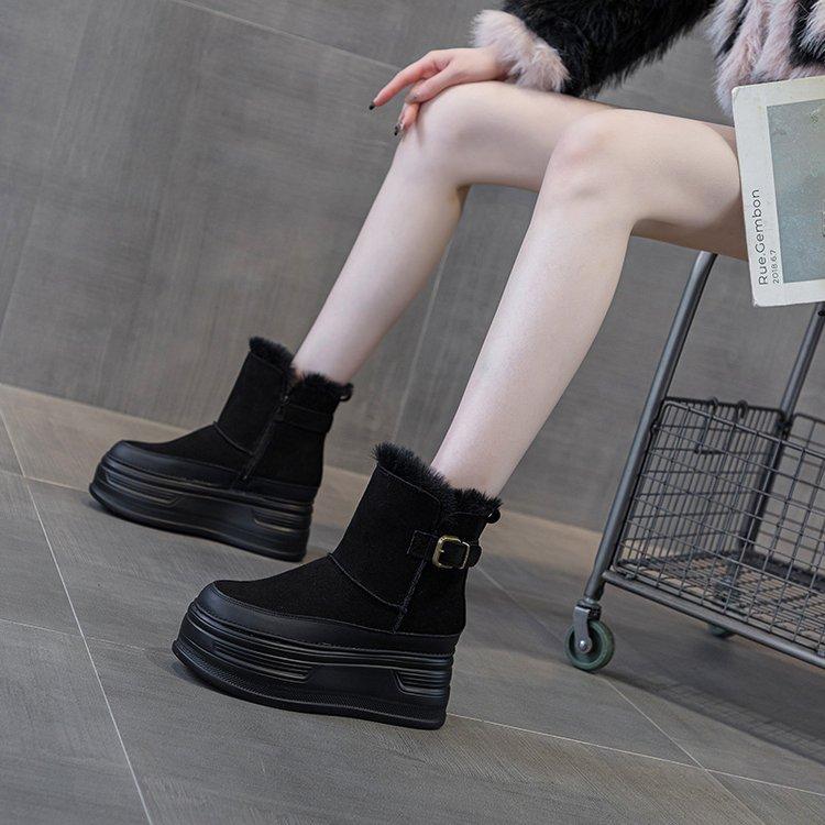 Internet celebrity super thick-soled velvet waterproof snow boots annual high-top warm cotton shoes short boots