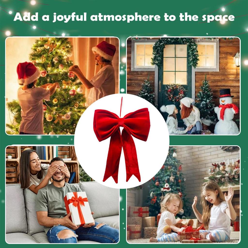 Christmas Bow DIY Xmas Trees Decoration Pendant Velvet Bows Knot Baubles Hanging Ornaments For Home Party Decorations
