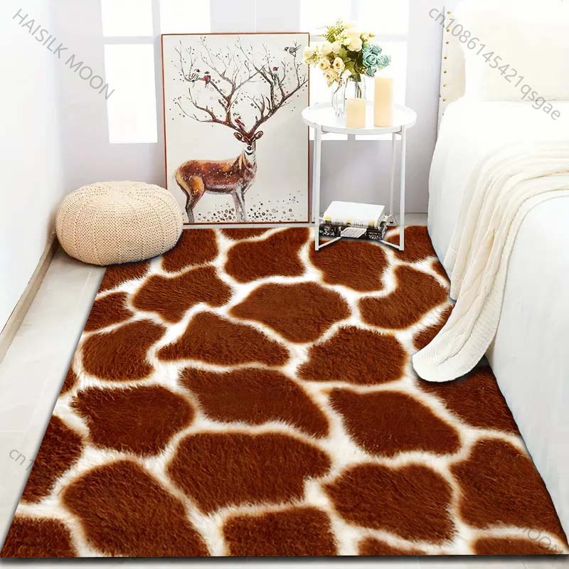 1 szt. Dywan z nadrukiem tekstury żyrafy do sypialni, salonu, przy łóżku, pod sofę, mata podłogowa, nowoczesny wystrój domu, dywan obszarowy, duży rozmiar