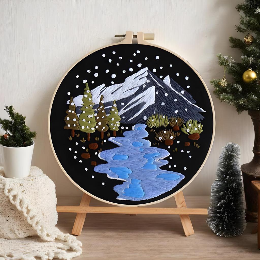 Christmas Needlework Kits Easy Beginners Embroidery Kit Seasonal Decor For Desktop Kitchen Living Room Bedroom Dormitory