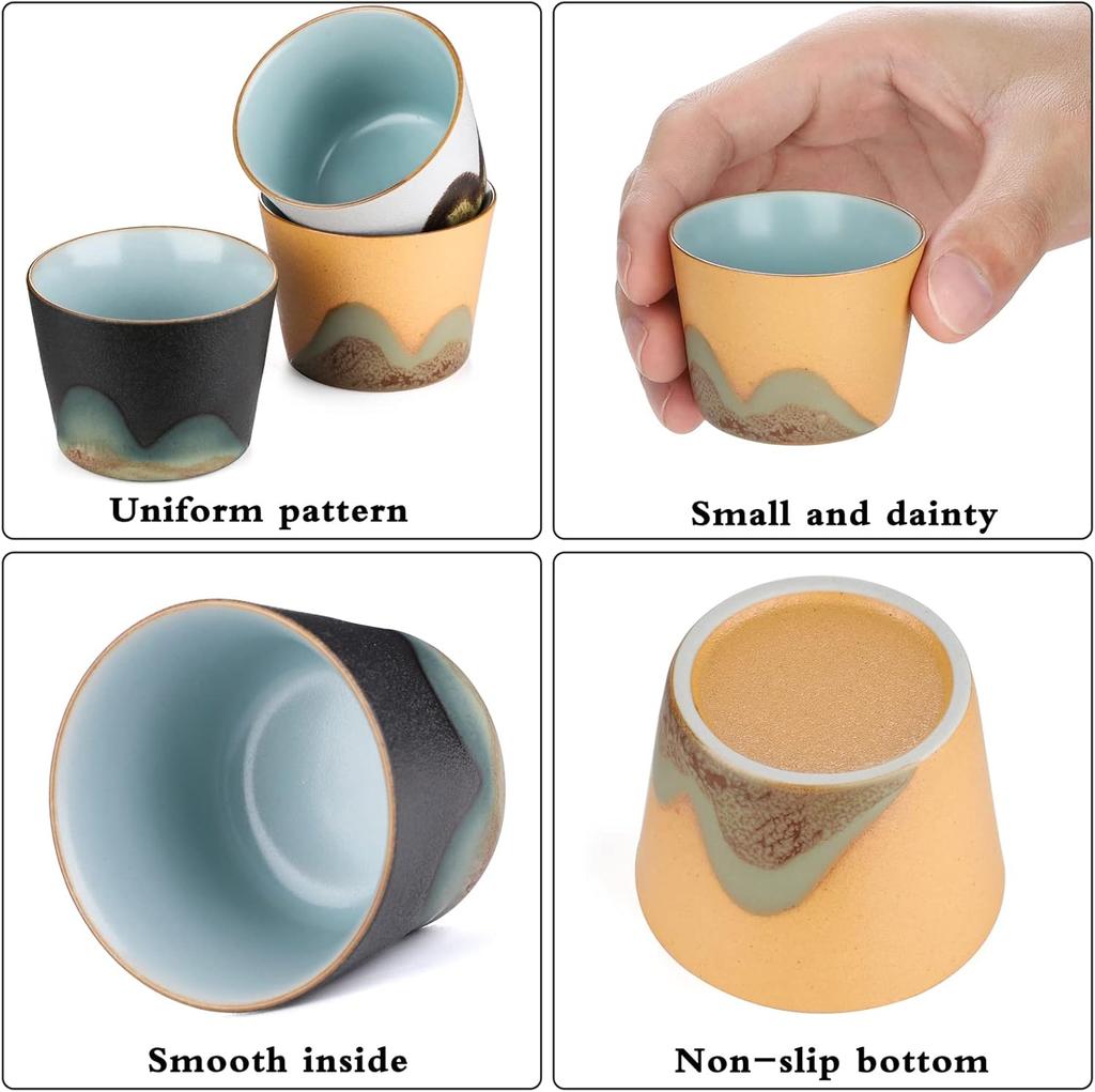 Vintage Chinese-style Handmade Ceramic Kung Fu Tea Set, Small Tea Cups, Small-capacity Tea Cups, Coffee Cups, Sake Cups