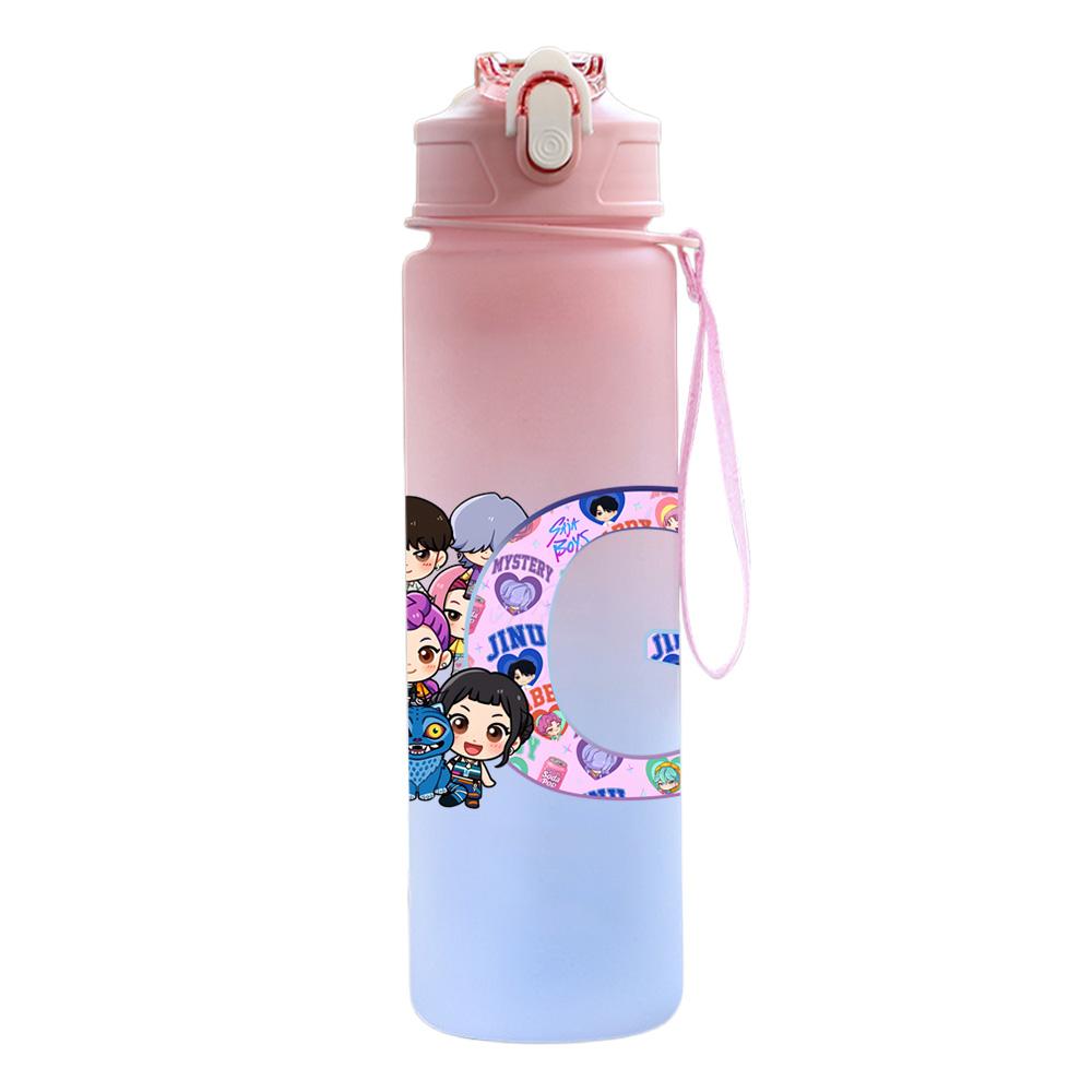 26 English Letter 750Ml Water Bottle K-Pop Demon Hunters Printed Large Capacity Drinking Cup Portable Outdoor Sports Water Cup Children Kid Gift