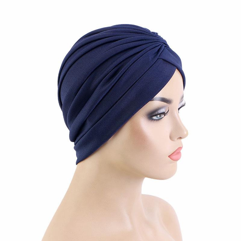 Nové dámské zlaté stříbrné turbanové čepice chemo bandana hidžáb plisovaná indická čepice turbante klobouk dámský šátek na vlasy muslimská pokrývka hlavy