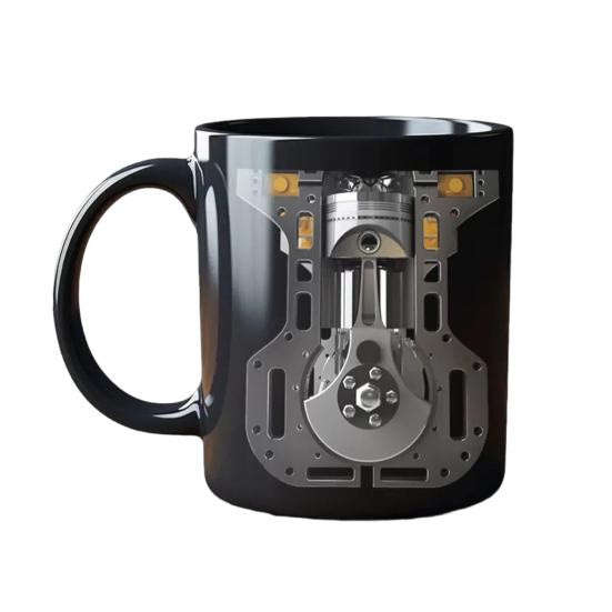 3D Engine Print Mug Ceramic Coffee Cup Dishwasher & Microwave Safe Mechanic Workshop Drinkware Unique Gift for Car Enthusiasts Mechanics