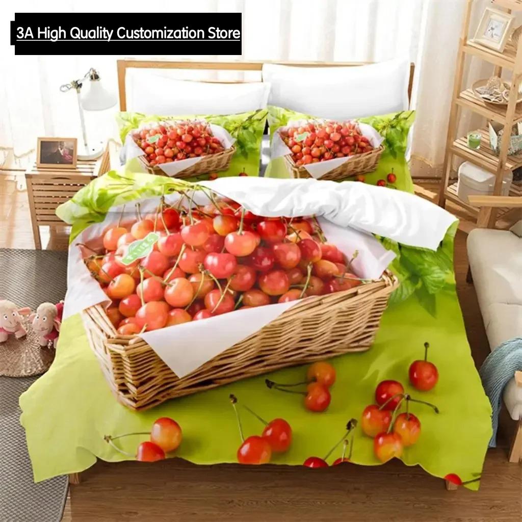 Thin Duvet Cover Set Double Bed Fruit Quilt Cover Queen Size 3D Single Bedding Set 2PCS 3PCS with Pillowcase Full Twin King Beds