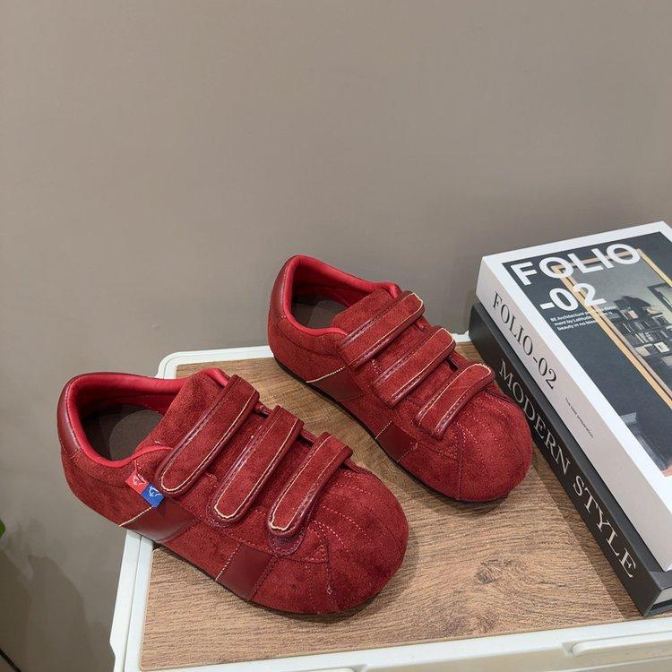 2025 new matte leather Velcro Kapibara big head casual board shoes Dexun shoes flat single shoes women