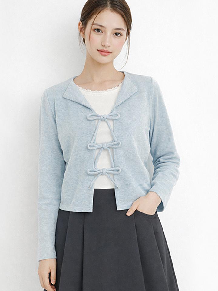 Sally Layered Ribbon Shirring T-Shirt_I6A-Cts016 Grey/Free