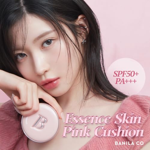 BANILACO Essence Skin Pink Cushion 12g SPF50+ PA+++ Foundation Make-up Basis Feuchtes Finish Feuchtigkeitsspendend Koreanische Kosmetik (19 Porzellan 12g)