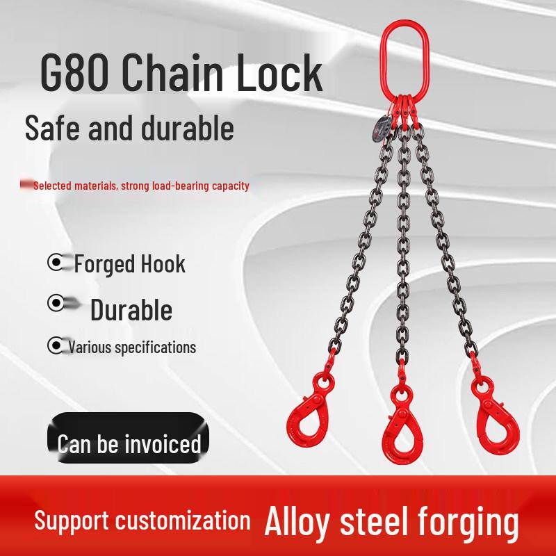 Double Hook Self-Locking Safety Lifting Chain for Crane, 2-3 Tons Capacity