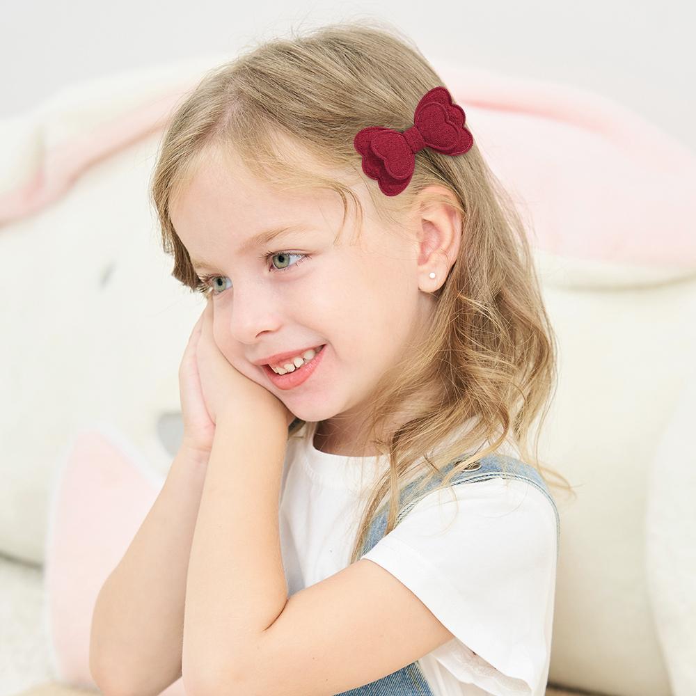 4Pcs/set Double Layered Bows Hair Clip Set for Baby Girls Cute Candy Colored Bangs Hair Pin Cotton Children's Hair Accessories