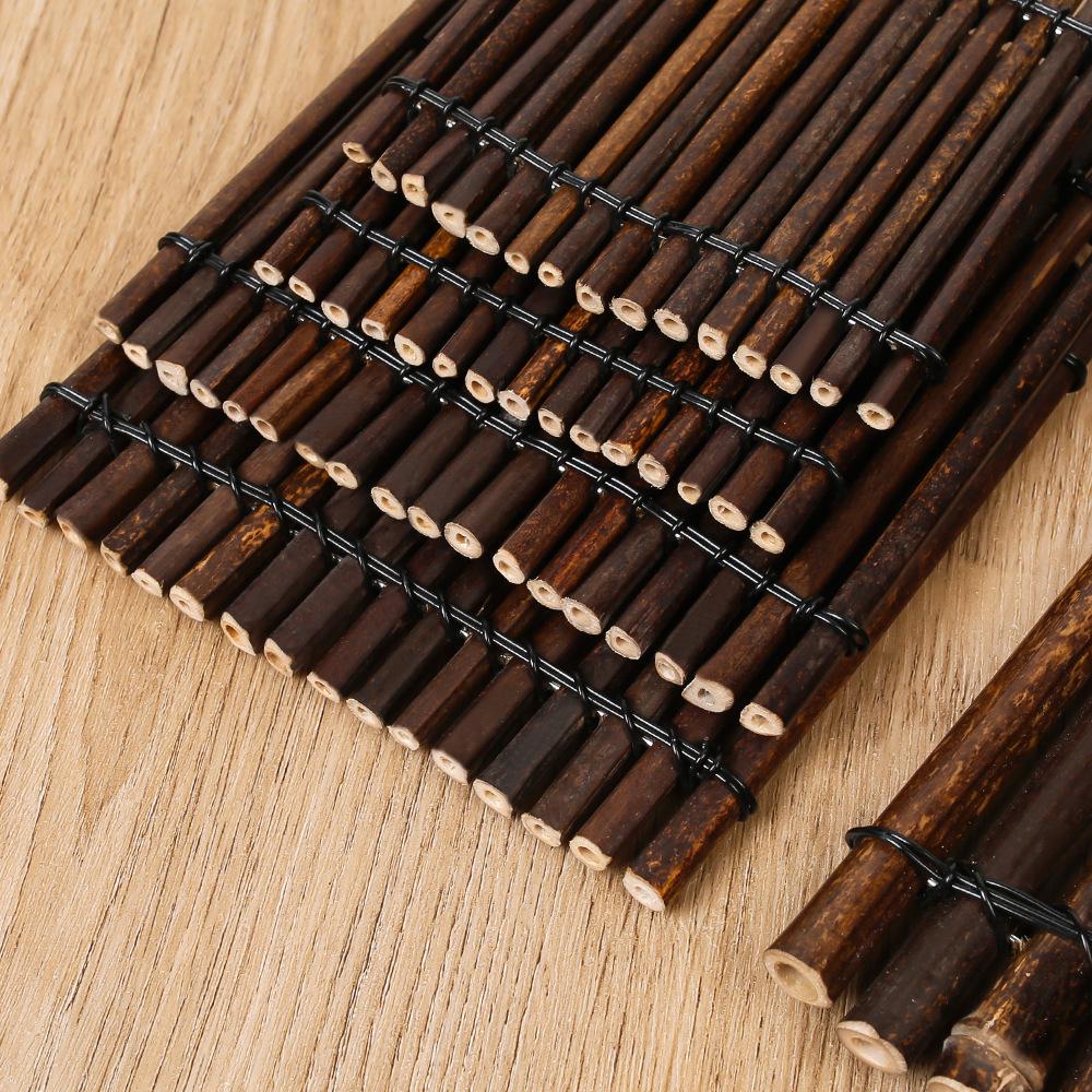 Retro Bamboo Tea Ceremony Coaster Set: Heat Insulation Placemat, Woven Tea Mat, Purple Bamboo Ornament, Tea Accessories.