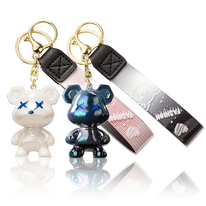 

[ziyue] Cute color changing bear key chain gradient resin keychain set of 2 key ring South Korea Popularity men s ladies friends couple matching bike