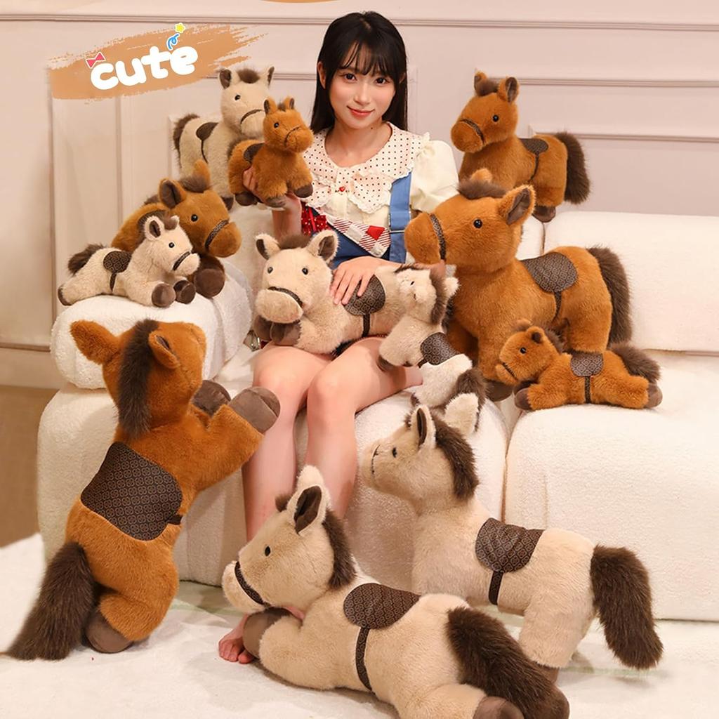 1-4PCS Zodiac Gift Plush Pony Doll Realistic White Horse Pillow Horse Year Mascot Stuffed Animal Cuddly Toy Collectible