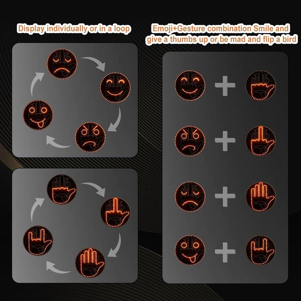 4 Emojis And 4 Gestures Middle Finger Car Light With Remote, Road Rage LED Sign For Car, Ideal Gifted Car Accessories, Fun Car Gadgets For Men And