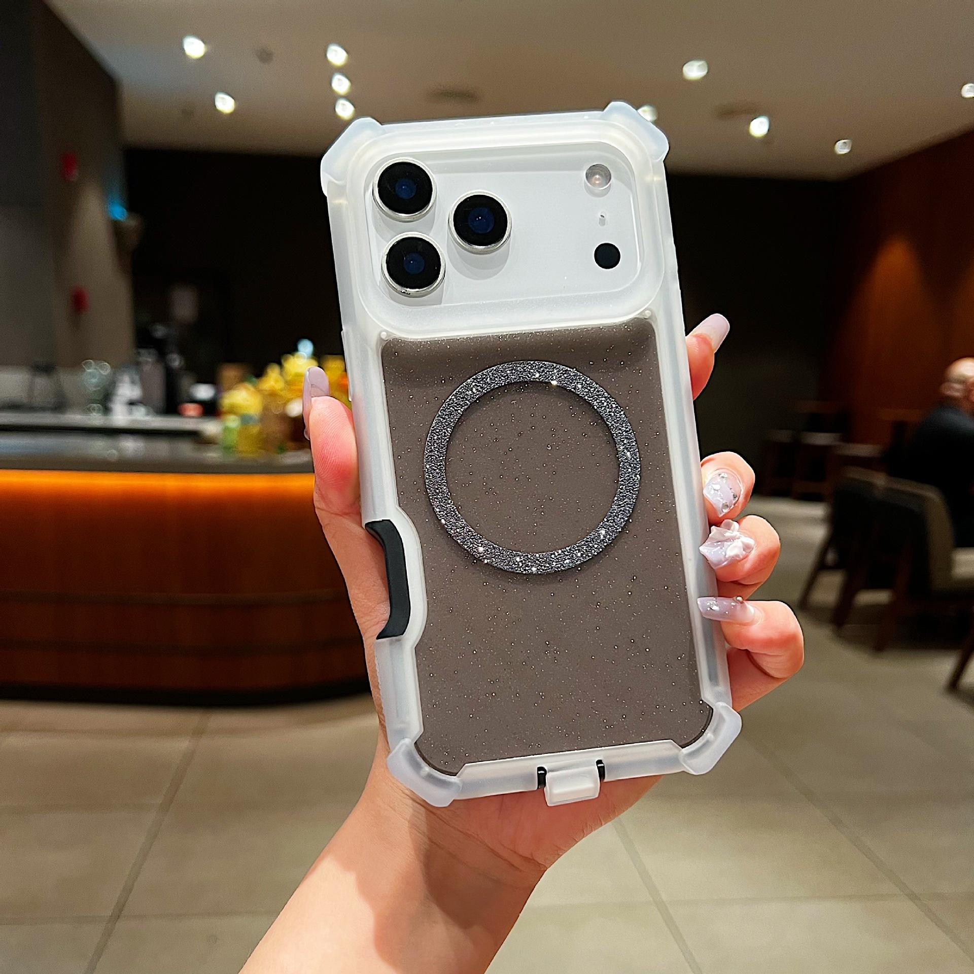 

For iPhone 17 Pro Max Case Compatible with MagSafe Reinforced Corner TPU + PC Transparent Glitter Phone Cover