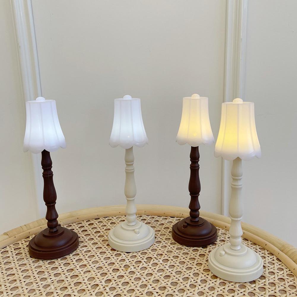 PDTO Mini LED Night Light Retro Style Table Bedside Lamp Small Desktop Decoration