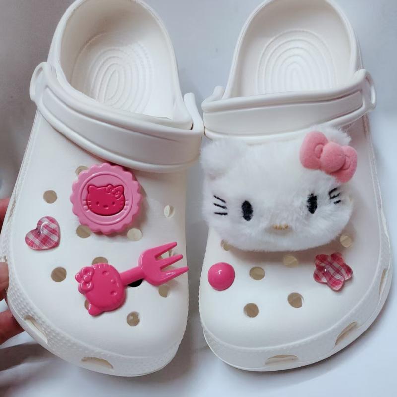 

Милый мультяшный набор вилок Hello Kitty, украшение для пряжки обуви, DIY, съемные аксессуары для тапочек, подарок 1set