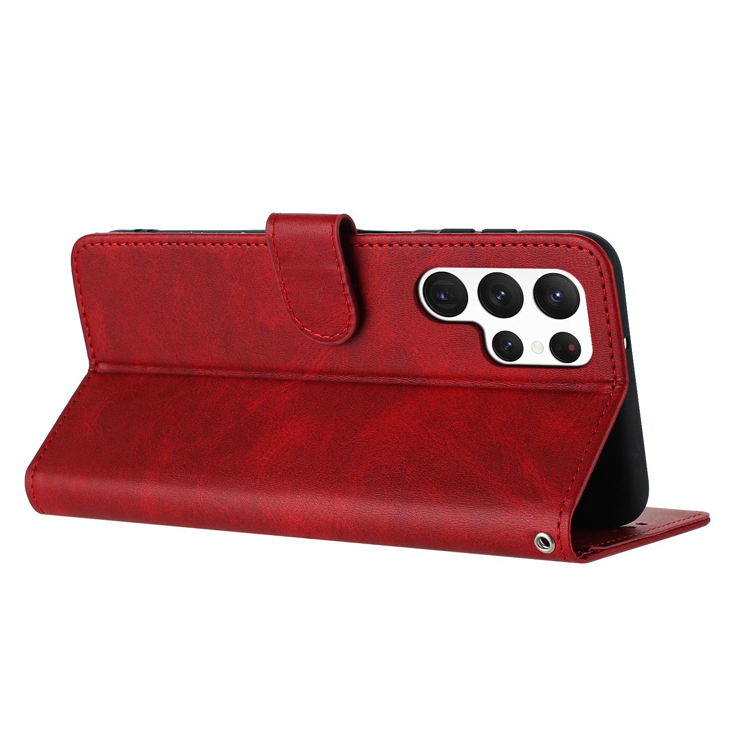

For Samsung Galaxy S25 Ultra Case Flip Stand PU Leather Wallet Phone Cover Calf Texture Brown