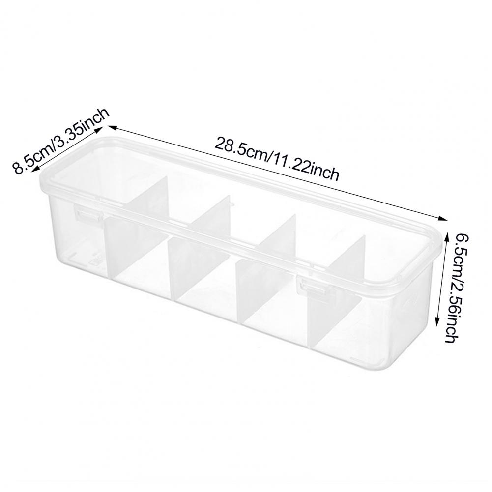Cables Storage Box Multi-purpose Transparent Storage Box with Lid for Data Cables Jewelry Trinkets 5 Compartments Organizer Case