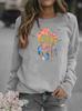 Women's Long Sleeve Round Neck Wind Chime Print Sweatshirt