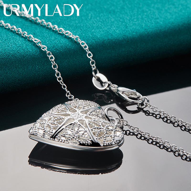 925 Sterling Silver Heart Pendant Necklace For Women Wedding Engagement Charm Jewelry