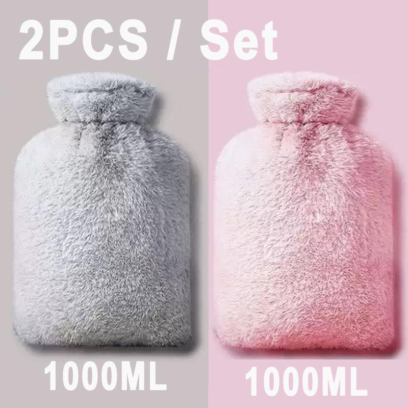 1/2PCS1000ML Soft Hand Warmer Hot Water Bag Bottles Removable Washable Foot Warmer with Cloth Cover Explosion-Proof Girl Winter