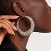 Silver Needle Exaggerated Full Diamond Round Hoop Earrings - High-End Fashion, Versatile Design for Women