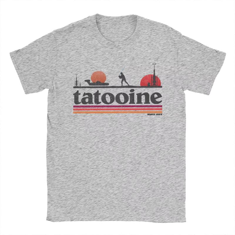 Casual Planet Sky Tatooine TShirts for Unisex Crewneck Cotton T Shirt Short Sleeve Tee Shirt Classic Clothes