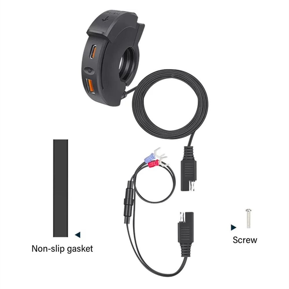 Motorcycle Dual USB Phone GPS Fast Charger Adapter Handlebar Mounting Charging