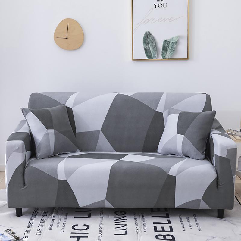 Stretch Sofa Cover Geometry  For Living Room Furniture Protector Couch Cover With Elastic Bottom Sofa Slipcovers For Pets, Kids