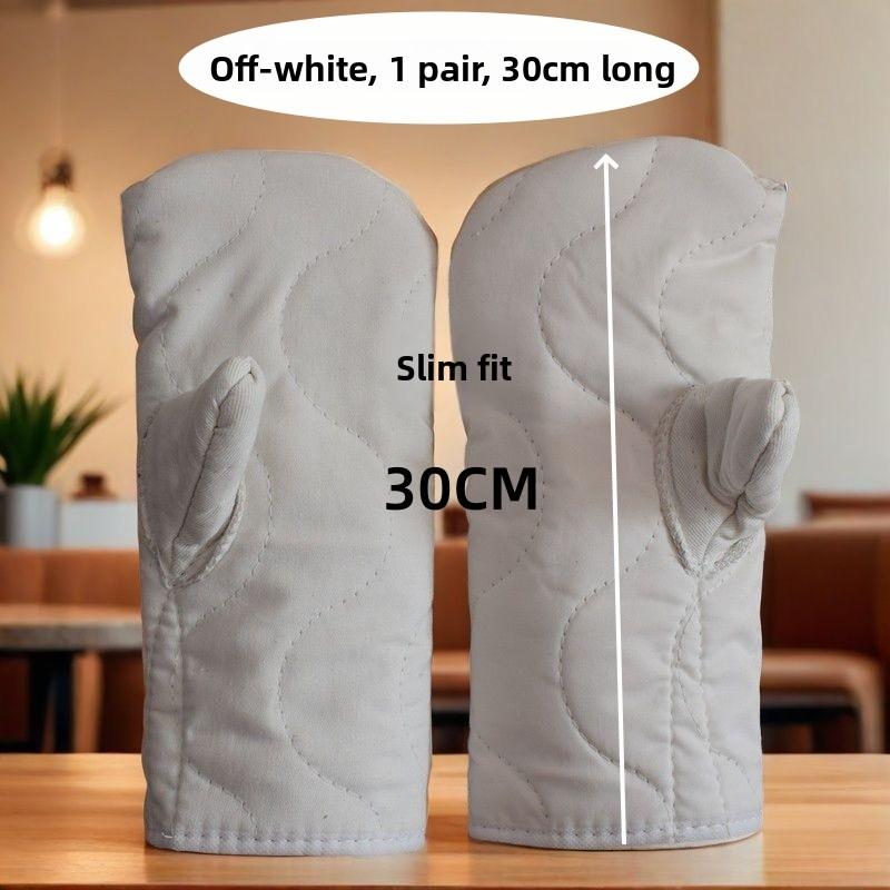 Thiened Heat Resistant Kitchen Gloves Two-Finger Cotton Canvas High Temperature Resistant Anti-Scalding Baking Bread Labor ...