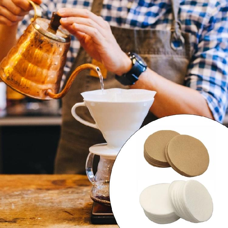 100Pieces Round Coffee Filters Disposable Paper Coffee Filter Discs Wood Pulp Texture for Home Office and Outdoor Use
