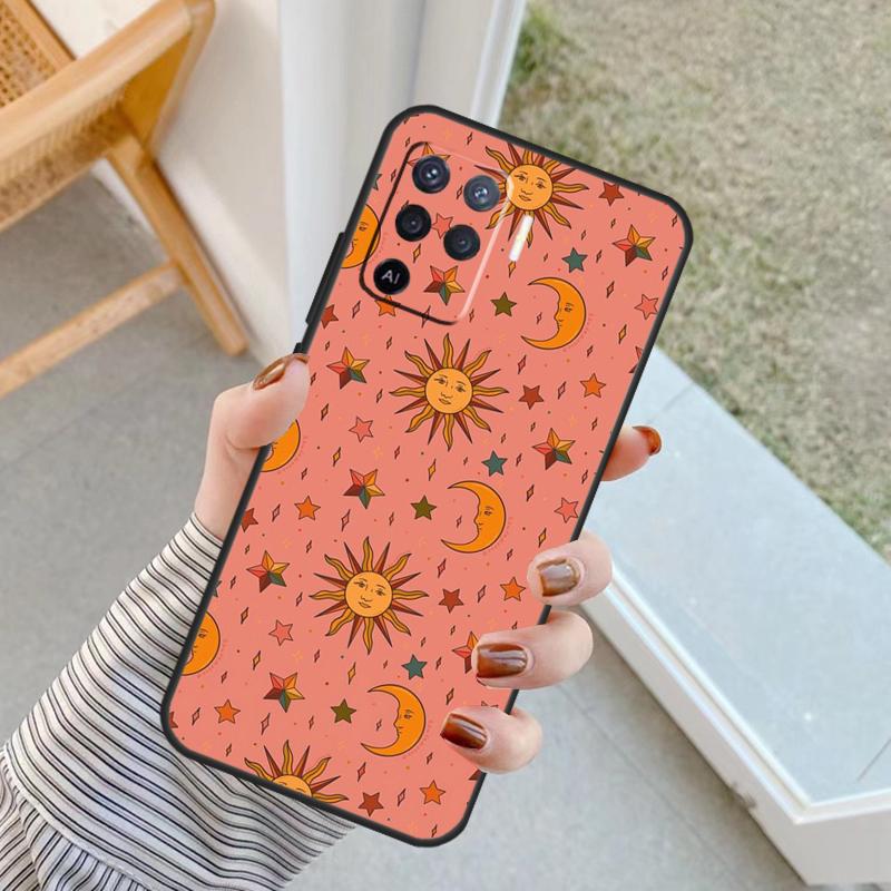 Sun And Moon Star Case For Oppo A18 A78 A98 A38 A58 A60 A80 A40 A96 A76 A16 A94 A74 A54 A15 A17 A57 A77 A5 Pro