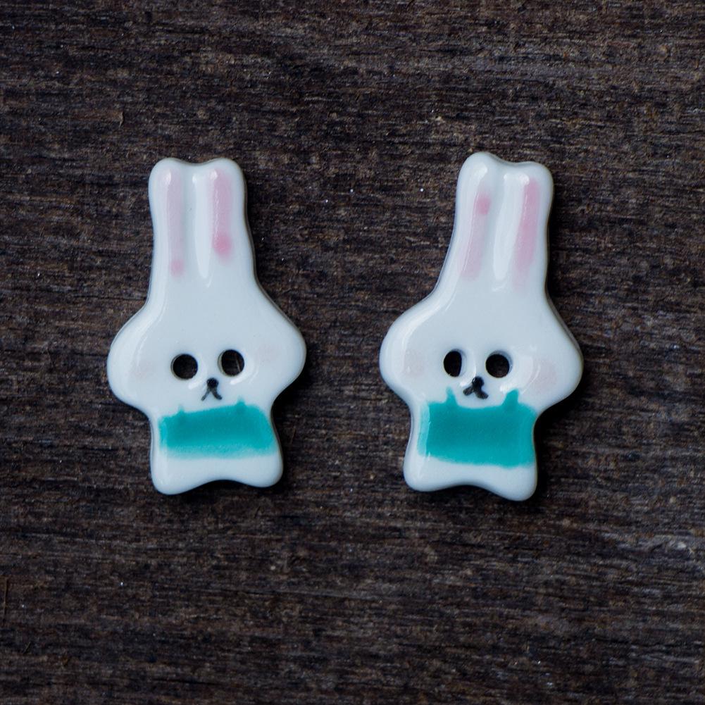 UK Handmade High-End Cute Rabbit Ceramic Buttons for DIY Windbreaker