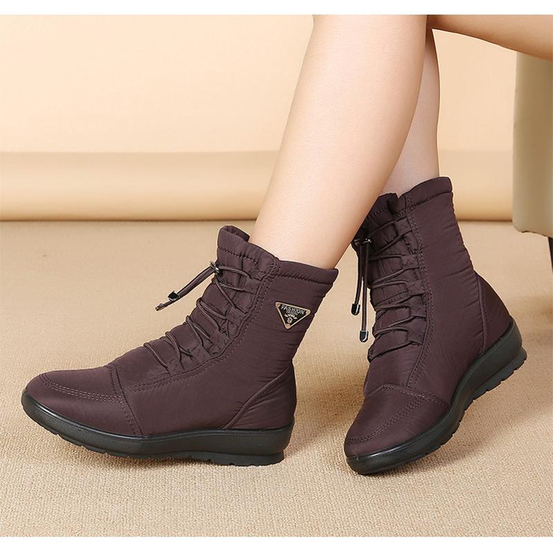 2025 Winter Shoes Women Snow Boots Waterproof Fashion Brand Cold Winter Women Ankle Boots Non-slip Ladies Cotton Shoes Black Red Brown Big Size 41