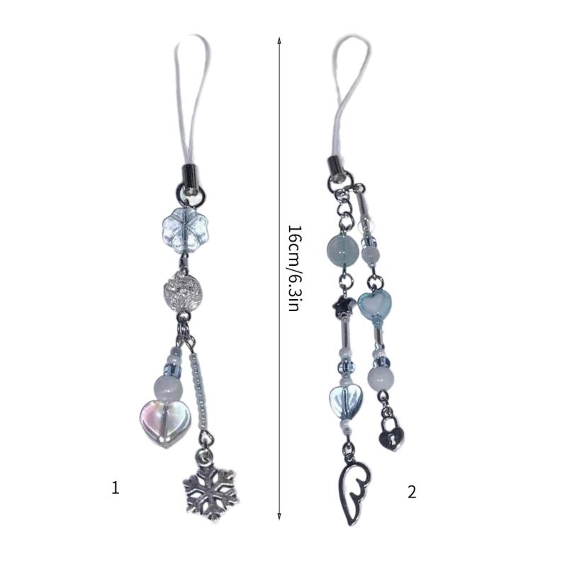 Handmade Beaded Pendant Phone Charm Unique and Stylish Keychain with Snowflake Wing Accessory for Women and Adults