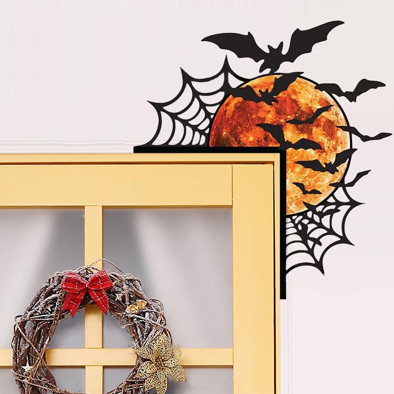 1PC Unique Halloween Door Lintel Decoration Spider Web Door Corner Decoration 25x22cm