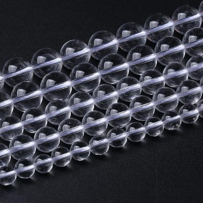 Clear Rock Crystal Quartz Onyx Stone Round Beads 15"Strand Smooth Loose Spacer Beads 4/6/8/10/12mm for Jewelry Making DIY Bracelets Accessories
